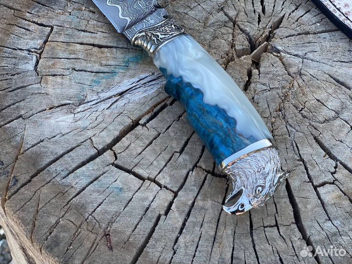 Нож сокол из дамасской стали подарочный