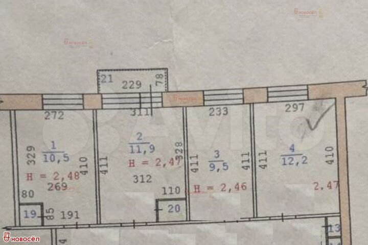 Комната 9,5 м² в 8-к., 4/4 эт.