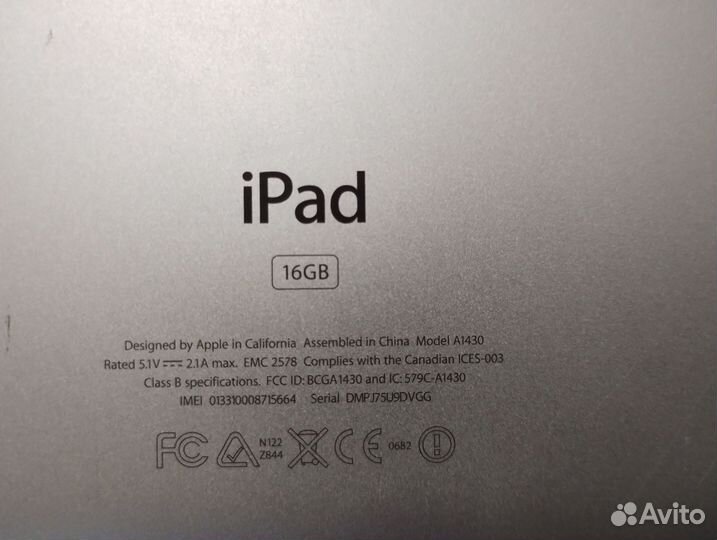 Планшет apple iPad A1430