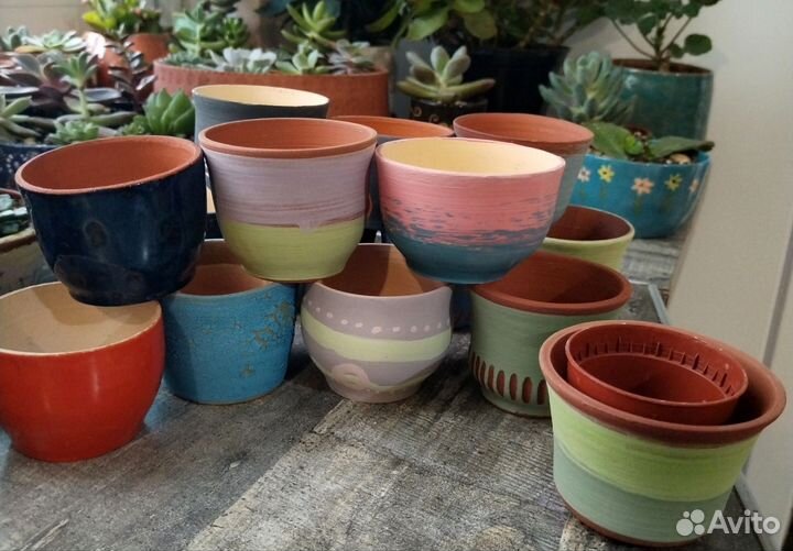 Керамический горшочек для суккулентов Handmade