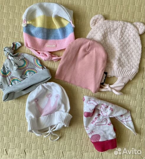 Шапки детские до года (от 40 до 46 размера)
