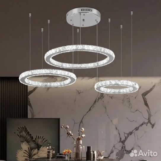 Современная хрустальная люстра кольца с кристаллам