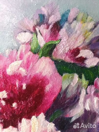 Картина пионы в вазе