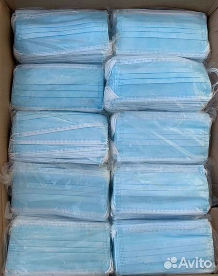 Маска медицинская одноразовая (голубая)