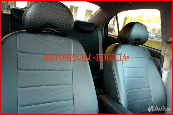 Чехлы Kia Rio 2 из экокожи чёрные Классика