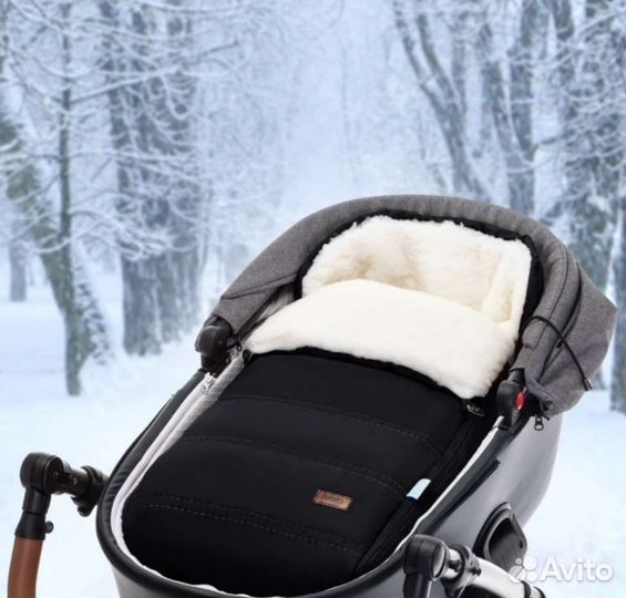 Конверт зимний на овчине из экокожи