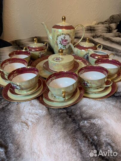 Сервиз чайный розы гдр перламутр