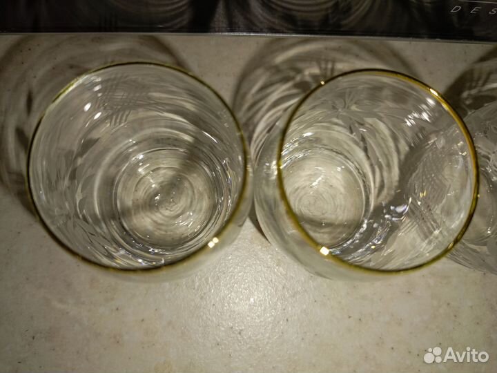 Стопки алмазная резьба 35 мл золотой ободок