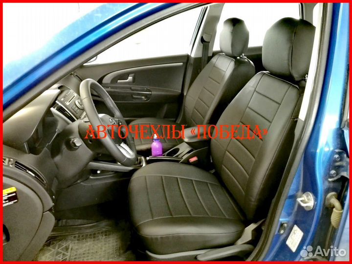 Чехлы Kia Ceed 2 из экокожи чёрные Классика