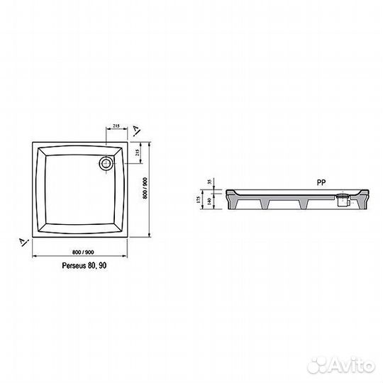 Душевой поддон Ravak perseus-90 PP белый