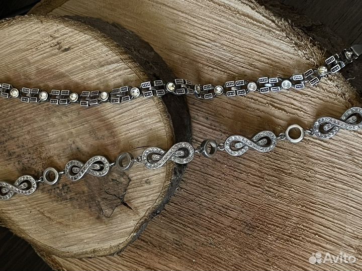 Серебряный браслет с камнями