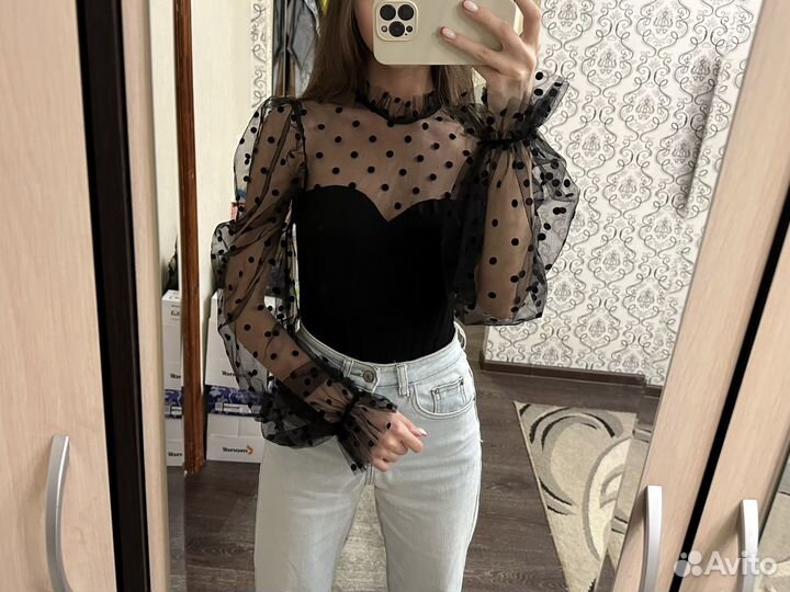 Боди с сетчатой вставкой