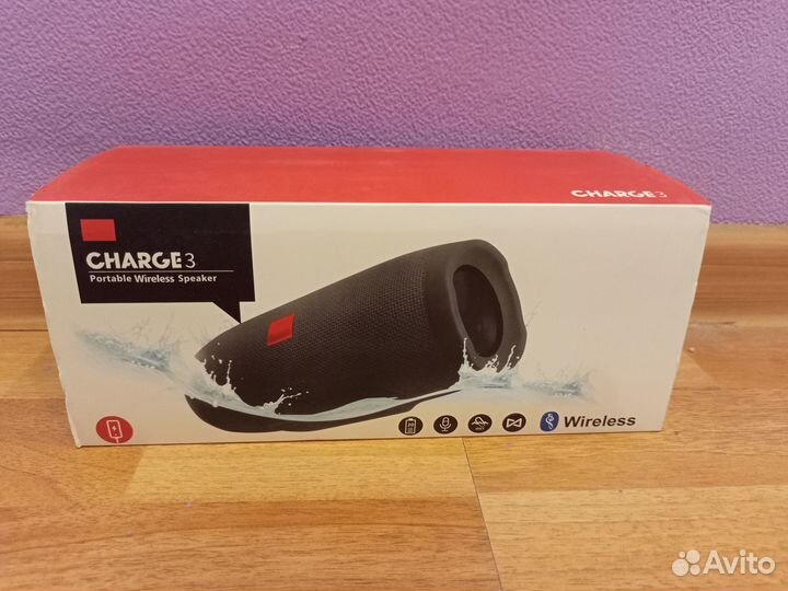 Портативная колонка чёрная новая charge 3