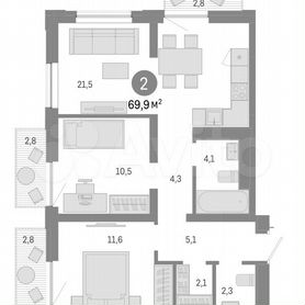 3-к. квартира, 69,9 м², 10/17 эт.