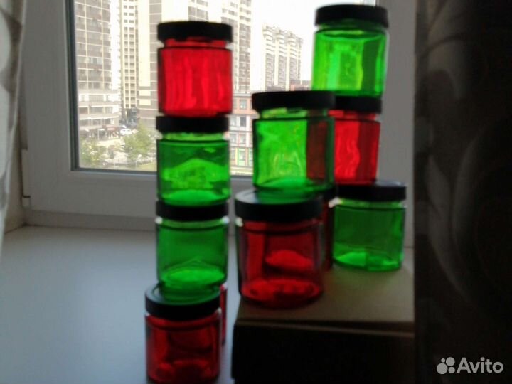 Баночки с крышкой зеленые 0,2 л