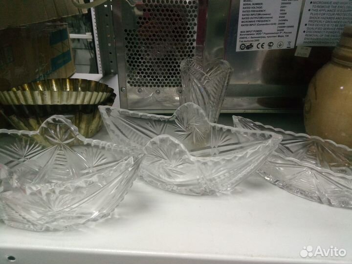 Конфетница лодочка. СССР. Хрусталь
