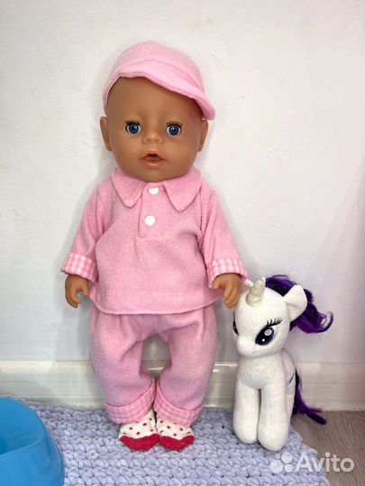 Пупс бэби борн 43 см + одежда и шкаф