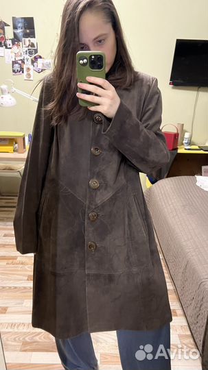 Замшевый плащ натуральный винтаж