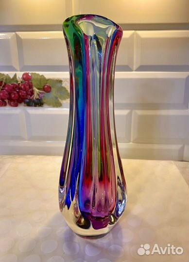 Хрустальная разноцветная Ваза Богемия