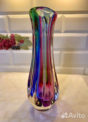 Хрустальная разноцветная Ваза Богемия