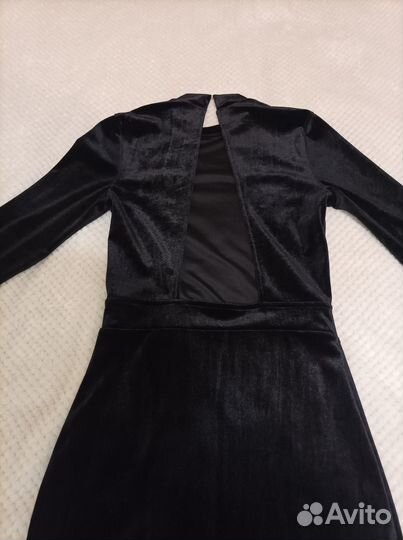 Бархатное чёрное платье h&m