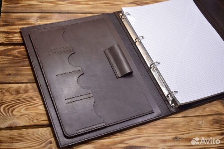 Кожаный ежедневник А4, ручной работы