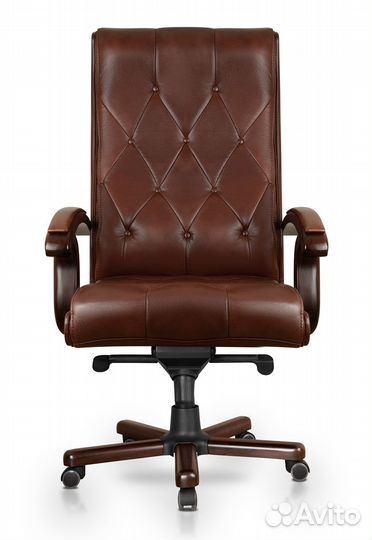 Офисное кресло Классик коричневый натуральная кожа