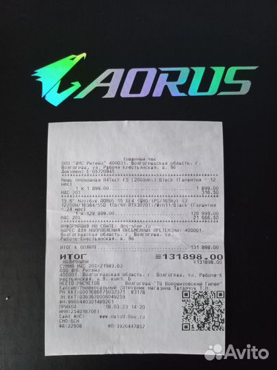 Игровой ноутбук aorus