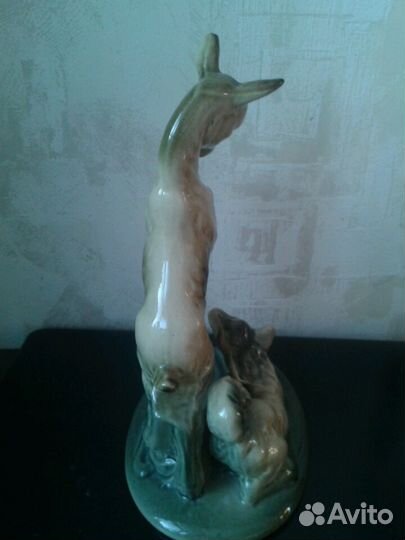 Козленок и щенок фарфоровая статуэтка СССР