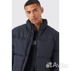 Пуховая куртка с воронковым вырезом Boohoo, черный