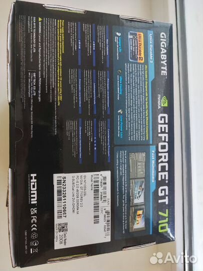 Видеокарта gigabyte GT 710 2 Гб DDR3
