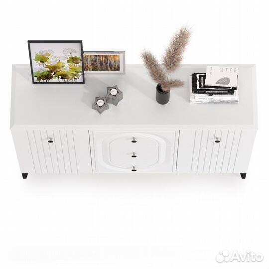 Комод широкий Валенсия 13.309, цвет белый шагрень, шхгхв 133,2х38,4х87,5 см