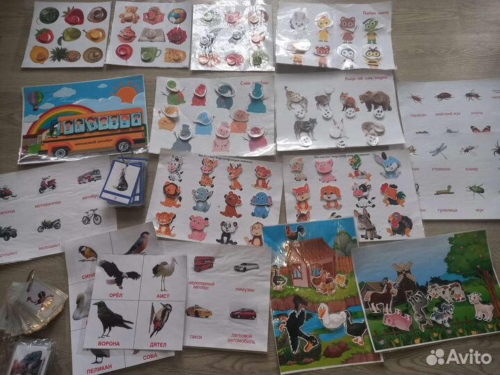 Развивающие игры/занятия на липучках,карточки 1-2г