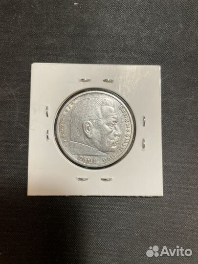 Монета 5 рейхсмарок 1935 А Германия серебро