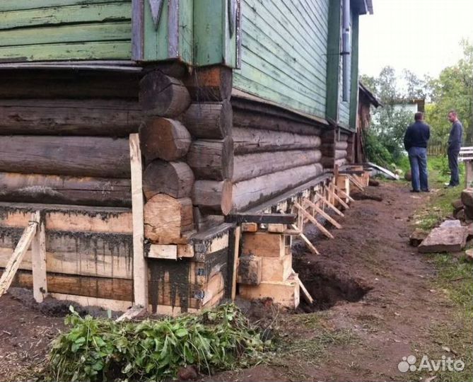 Замена венцов, лаг, подъем дома Ремонт пола