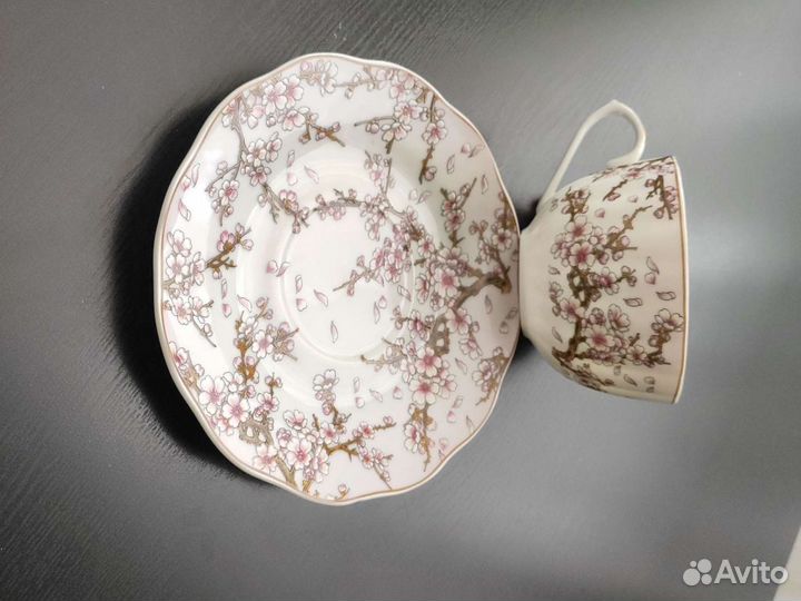 Чайная пара, набор из 4 предм. Фарфор. Новый