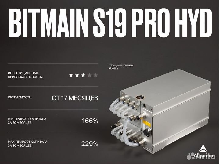 Асик Майнер S19 Pro hydro 191T Antminer Bitmain