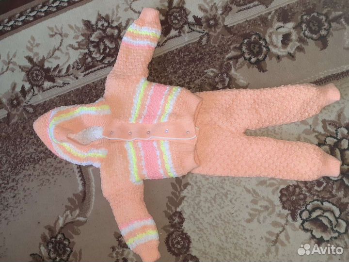 Детский вязанный теплый костюм