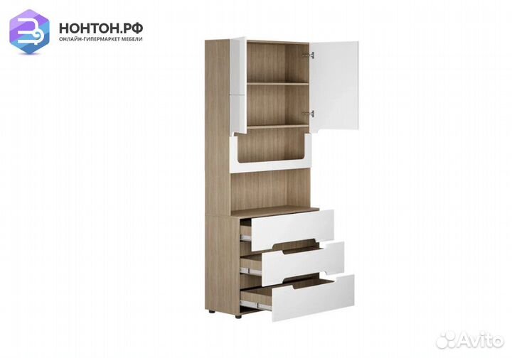 Стеллаж с ящиками Палермо-3 Юниор ясень шимо светл