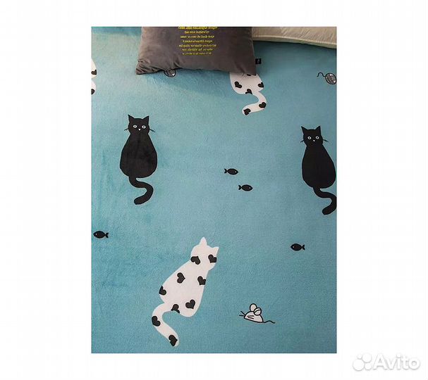 Покрывало Funfur Коты 180х200 см Голубой