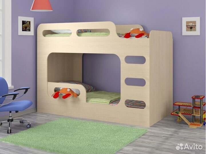 Двухъярусная кровать детская с бортиками