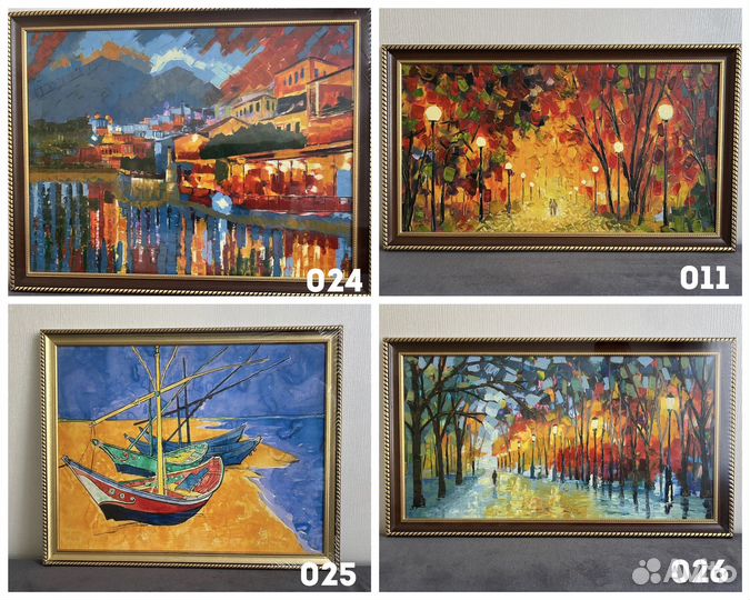 Репродукции картин маслом 9шт