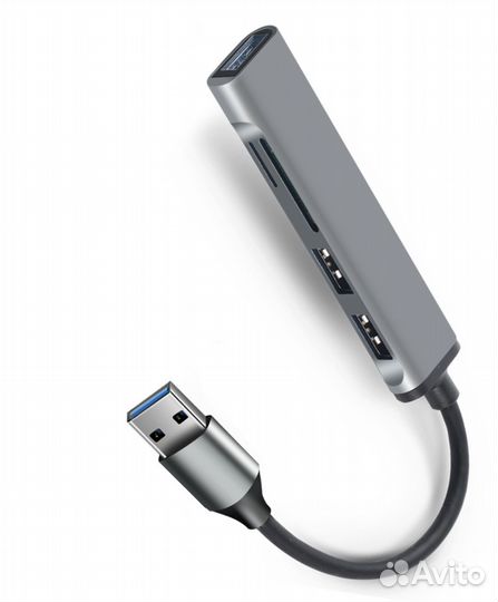 Компактный 2 в 1 USB картридер c 3 портами USB 3,0