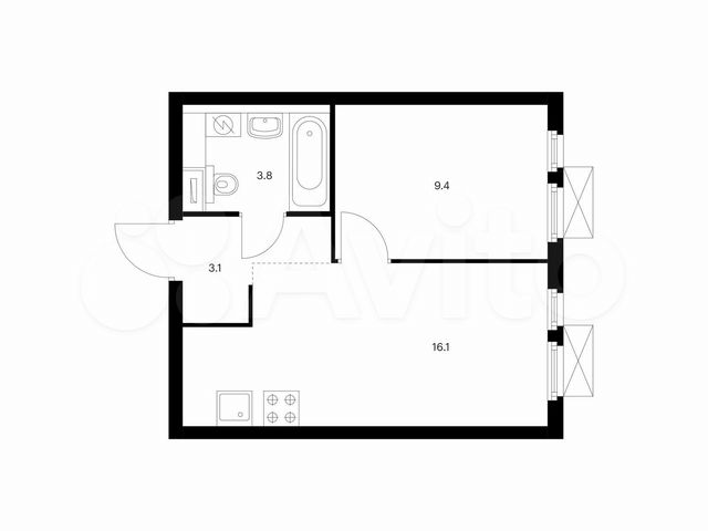 1-к. квартира, 32,4 м², 16/22 эт.