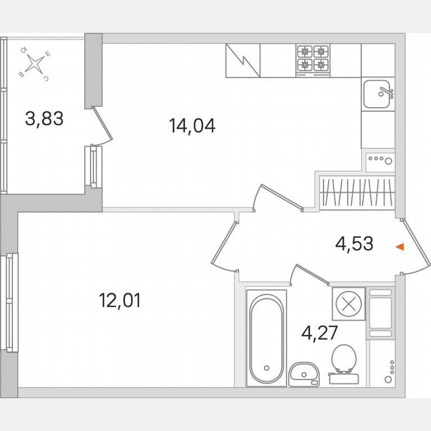 1-к. квартира, 36,8 м², 4/8 эт.