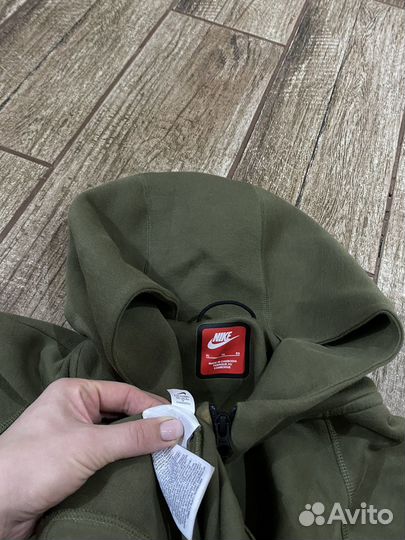 Оливковая зип худи Nike Tech Fleece XL оригинал