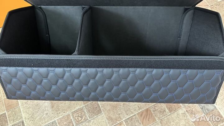 Большой Органайзер в багажник Эко-кожа Премиум син