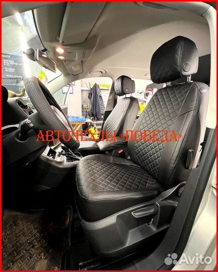 Чехлы Volkswagen Tiguan 1 из экокожи чёрные Ромб