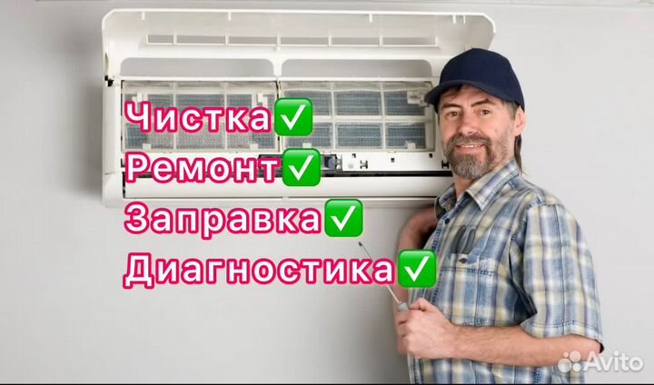 Чистка сплит систем, ремонт, заправка