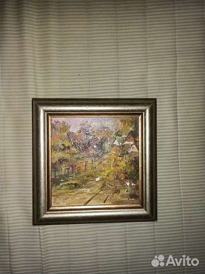 Картина маслом на холсте «Деревенька». Панно